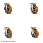 4x Lenkrolle Schwerlastrollen 100mm Polyurethan Rad PU Rad Rückenloch Rad Rolle