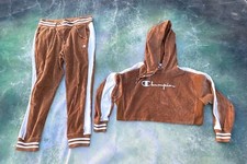 Vintage Champion Women's Brown Corduroy Track Suit Size L.
