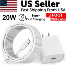 20W USB-C Fast Wall Charger PD Adapter Cable For iPhone 14/13/12/11 XR Pro