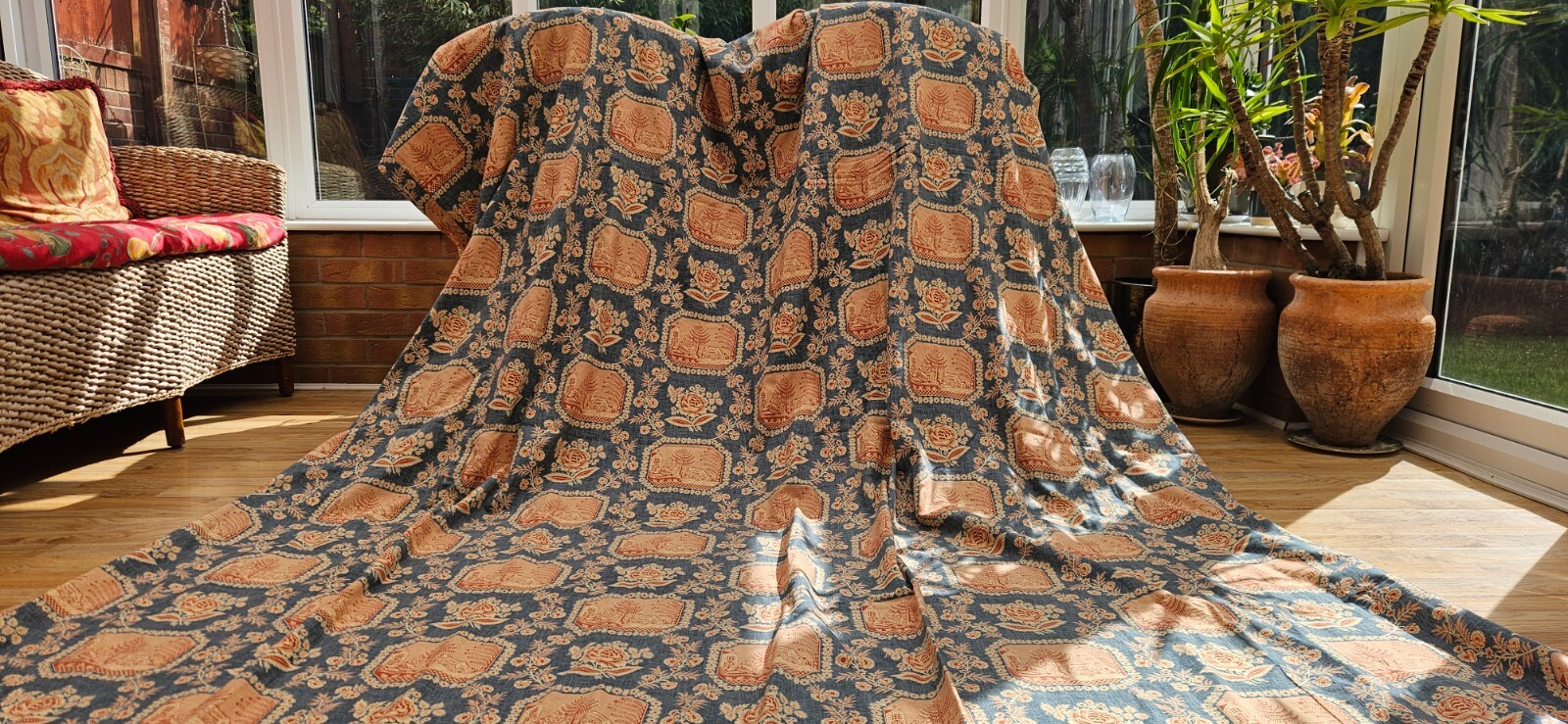 MARVIC TEXTILES TOILE "VIVARAIS" BED THROW & VALANCES FOR FOUR POSTER BED eBay