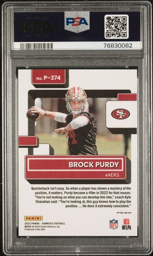 2022 Donruss Optic Brock Purdy RC Rookie Card Prizm PSA 10 Gem Mint SP POP 11 - Picture 2 of 3