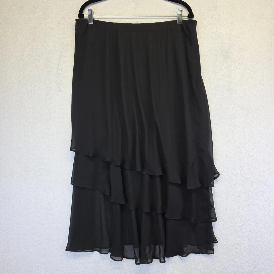 MSK Skirt Womens XL Black Chiffon Whimisigoth Tiered Asymmetrical Y2K Steampunk - Image 4 of 4