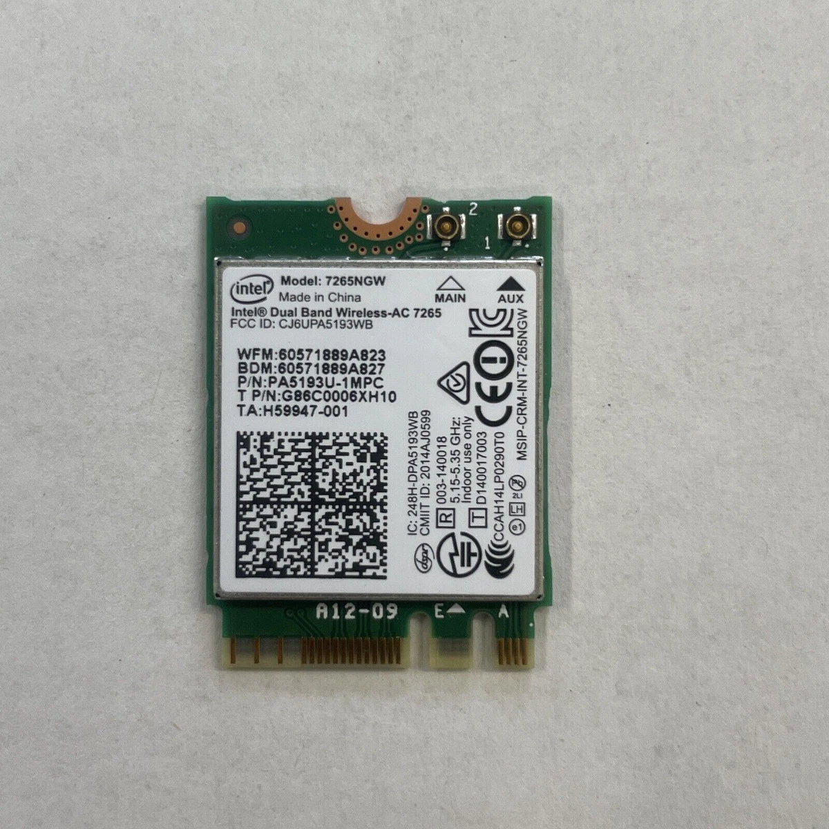 Genuine Intel Dual Band Wireless-AC 7265 WiFi Card + BT 4.0 7265NGW PA5193U-1MPC