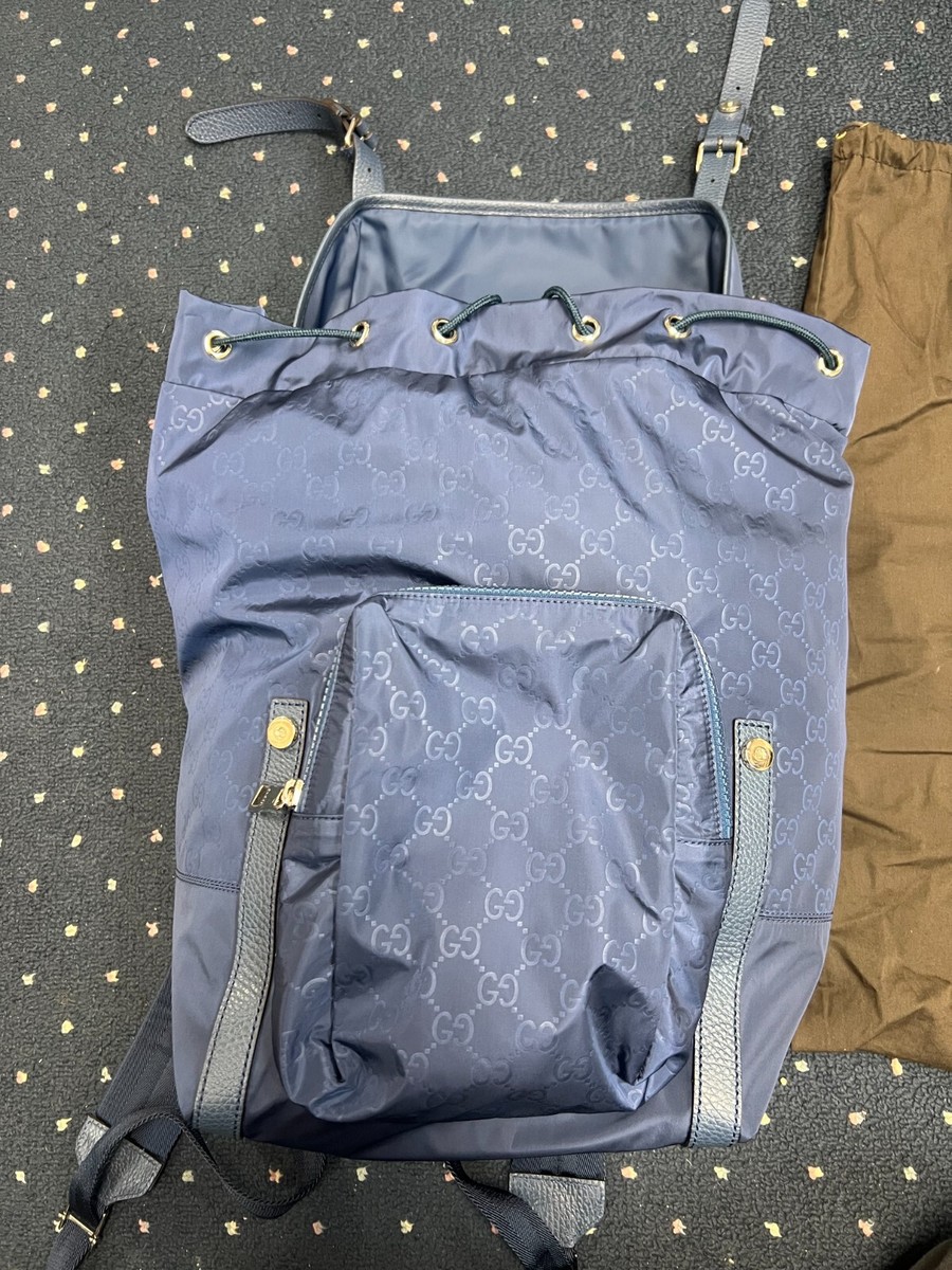 Gucci Large Blue Nylon GG Backpack Travel Backpack - 510336 Gucci Large Blue Nylon GG Backpack Travel Backpack - 510336