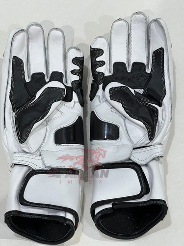 DAINESE WHITE HANDMADE LIGHTWEIGHT MOTORBIKE COWHIDE LEATHER ARMOURED GLOVES - Picture 2 of 3
