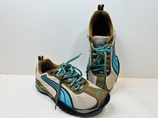 Puma 181376-06 Womens Cell Running Sneakers Shoes Gray Grey Turquoise Aqua Blue