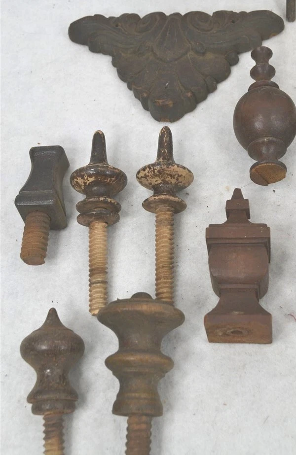 piezas de madera torneadas antiguas bolas, remates, tirador de dibujo, 20 piezas originales siglo XIX  Foto 3 de 4