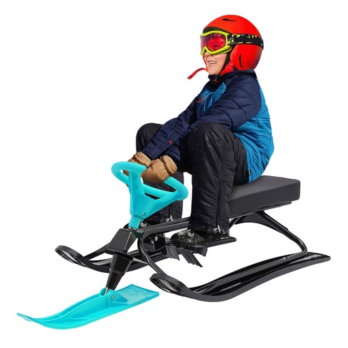 Snow Racer Sled Ski Sled Slider Board W/ Flexible Steering Wheel For 3-15 Kids - Picture 15 of 15
