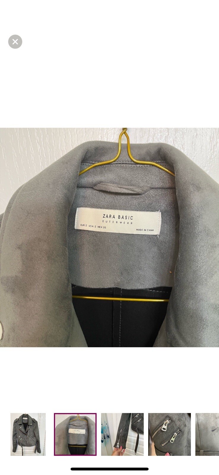 Zara Basic Outerwear Ladies  Medium Grey Faux Sue… - image 2