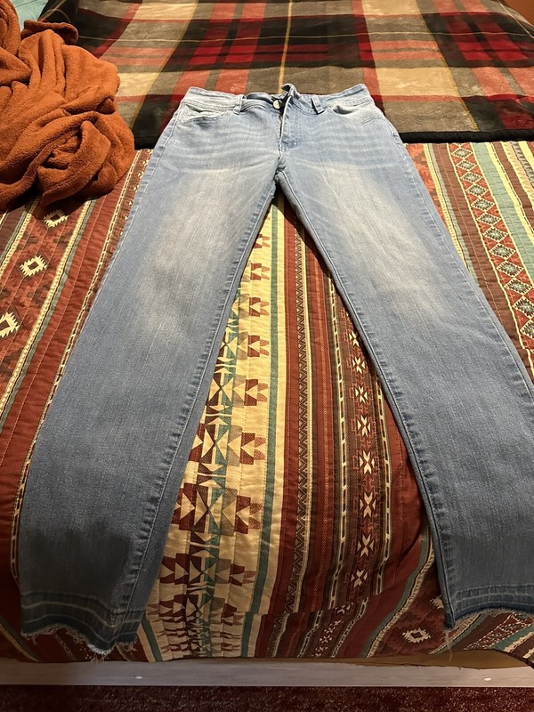 Niubia Women’s Light Blue Skinny Stretch Slim Fit Frayed Hem Denim Jeans SZ 10