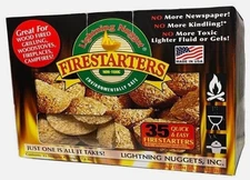 All-Natural Fire Starters 35 Count Easy Light Campfire Grill Safe Non-Toxic New