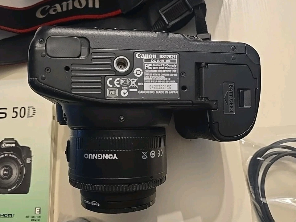 Canon EOS 50D 15.1 MPDSLR Cuerpo y Lente Yonguo 35mm, Correa, 2 X Batería, Cargador Foto 3 de 4