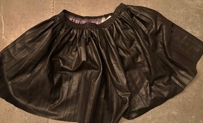 HM Girls Pleated Faux Leather Mini Skirt Size 6 7 Black Metallic Waist