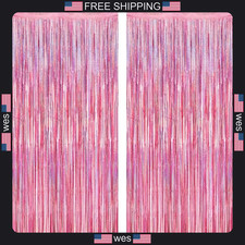 Pink Glitter Backdrop 3.28 ft x 7.05 ft Birthday Party Decorations Fringe