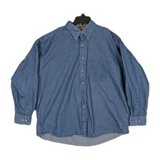 Burberry London Nova Check Chambray Denim Button Shirt Long Sleeve Men Sz XXL