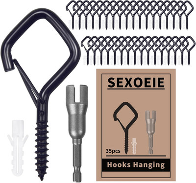 35 PCS Eye Screw Hooks for Hanging Heavy Duty with Safety Buckle.Metal Ceiling H