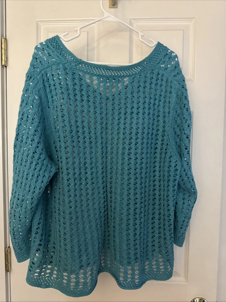 Suéter de verano para mujer Sag Harbor azul aguamarina, talla XL Foto 2 de 2