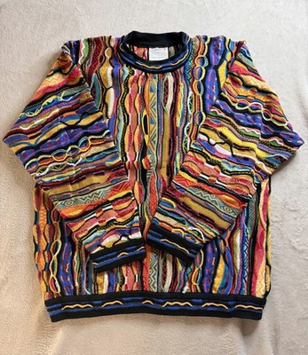 Coogi Australia Multicolor Textured Knit Sweater Vintage, Size L