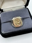 Brochon Chicago? Roman Warrior Sterling Silver Ring Art Deco Gold Itaglio Size 7