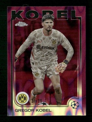 2024-25 Topps Chrome UEFA #168 Gregor Kobel Magenta Lava Refractor #/75