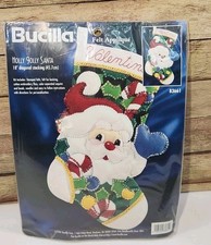 Bucilla Holly Jolly Santa 18" Felt Applique Christmas Stocking 83661 Kit NEW