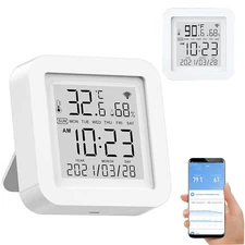 Smart WiFi Temperature Humidity Monitor Sensor,App Notification Alexa Compatible
