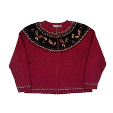 Croft  Barrow Autumn Leaves Zip XL Vintage Sweater