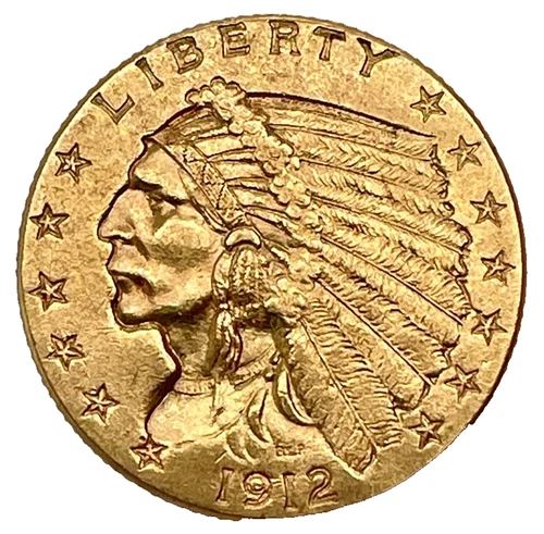 1912 $2.50 Dollar Indian Head Quarter Eagle Gold Unc. U.S Coin #2