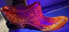 1950-60 Fenton Daisy & Button Amberina Slipper Glass Vintage Antique UV Glow