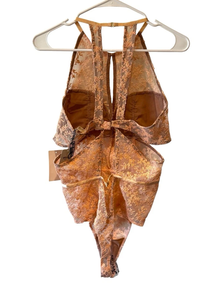 For Love & Lemons Skivvies Miranda Embroidery Sexy Bodysuit Orange Floral Large - Image 2 of 4