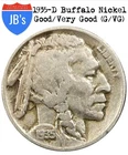 1935-D Buffalo Nickel 5c - Good/Very Good (G/VG)