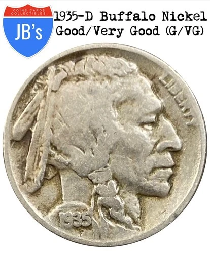 1935-D Buffalo Nickel 5c - Good/Very Good (G/VG)