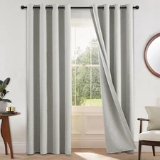 COSVIYA 100% Blackout Cream Linen Curtains & Drapes 84 Inch Length 2 Panels S...