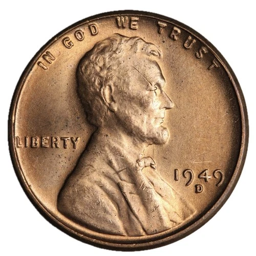 GEM BU 1949-D LINCOLN WHEAT CENT PENNY - LOTS OF RED - *UPGRADE YOUR ALBUM!*