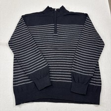 LL Bean 1/4 Zip Cashmere Sweater Mens L Classic American Outdoor Comfort Stripes
