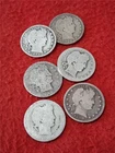 Picker’s Bag of x6 CIRCULATED 90% Silver BARBER QUARTERS MIXED DATE   #MF-0905