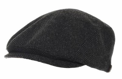 Balke Flatcap 2 part cut heringbone anthrazit Schirm Kappe gemustert Schild Mütz