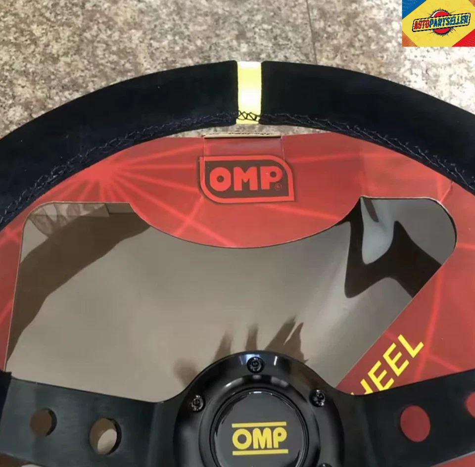 VOLANTE A CALICE SPORTIVO OMP UNIVERSALE 350MM IN PELLE SCAMOSCIATA STILE RALLY - Immagine 3 di 4