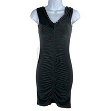 Topshop Sexy Black Ruched Off Shoulder Bodycon Little Black Mini Dress 12 NWT