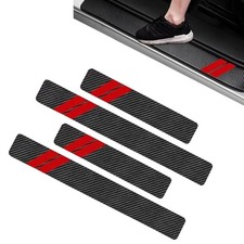 4PCS Door Sill Protector Compatible with Dodge Charger Challenger, Fiber Red