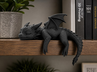 Schlafender Baby Drache Regal Sitter - Fantasy Schreibtisch & Monitor Dekor Mehrfarbig