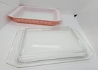 Vtg Pyrex Pink Daisy 548-B 1 1/4 QT Rectangular Casserole Dish & Space Saver Lid