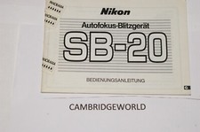 NIKON SB-20 SPEEDLIGHT INSTRUCTION MANUAL GUIDE BOOK ORIGINAL GENUINE