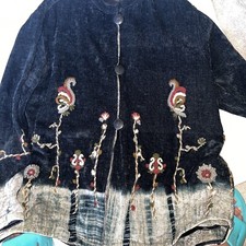 Flashback Women’s Large “ Made In India” Hand Sewn Flowers Jacket/ Blazer