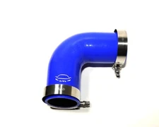 4-Ply Reinforced 2" ID 90 Degree Elbow  Silicone Hose Turbo + T Bolt Clamp BLUE