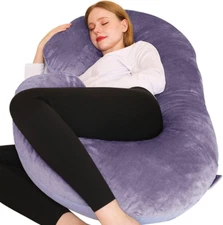 C-Shaped Full Body Maternity Pregnancy Pillow, 55x26 with Removable Cover PURPLE