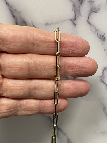 14K Yellow Gold 17" Lariat Paperclip Y-Necklace, 4mm Wide - Picture 10 of 10