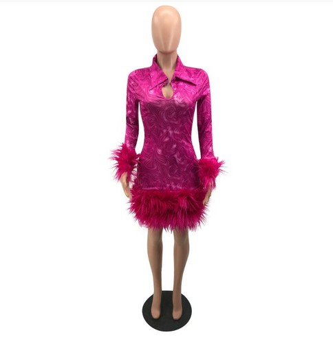 Women Long Sleeve Fur Night Club Bandage Sexy Vintage Party Dresses #A1 - Bild 11 von 21