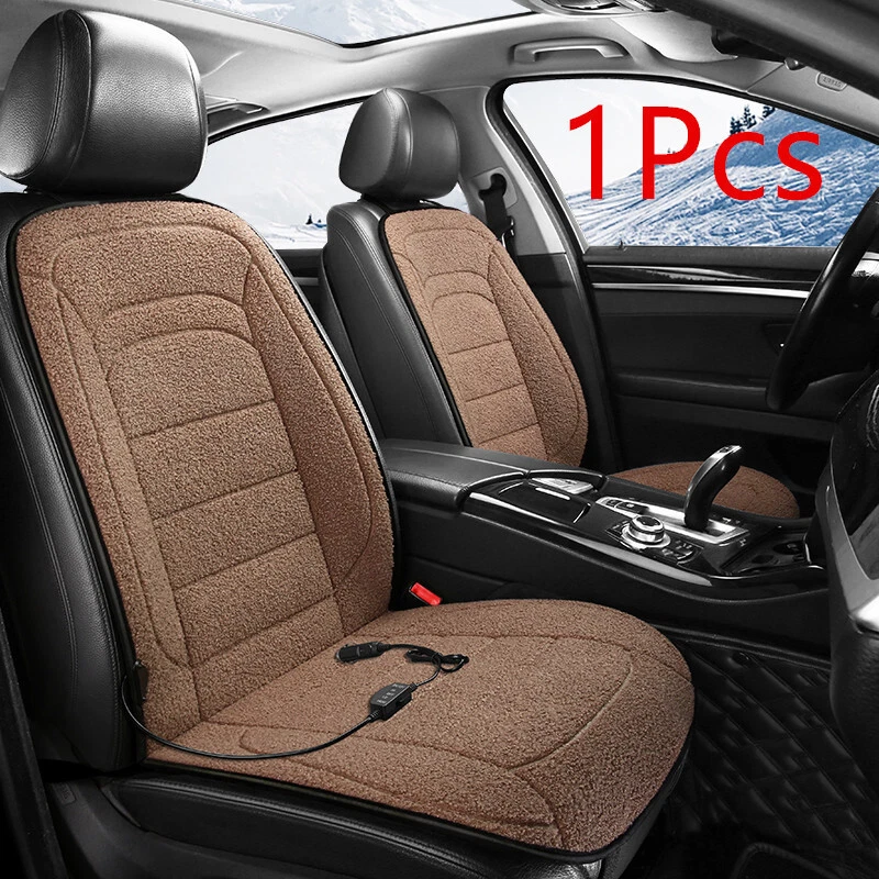 Heated Car Seat Cushion Lamb Wool Chair Cover Seat Warmer Heating Pad For Winter Foto 3 de 4
