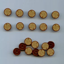 LEGO x 20 Reddish Brown Tile, Round 2 x 2 Tree Stump Pattern